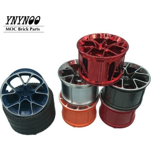 2 Pcs/lot High-Tech Wheel 81.6x44mm ZR Rim Wheel+Tyre Hub 6139227+6217976 Fit for 42083 Building Block Bricks Car kids Toy gifts