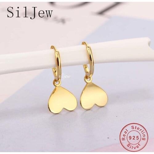 2021 Fashion Genuine 100% 925 Sterling Silver Cute Minimalist Glossy Temperament Love Heart Hoop Earrings for Women Jewelry
