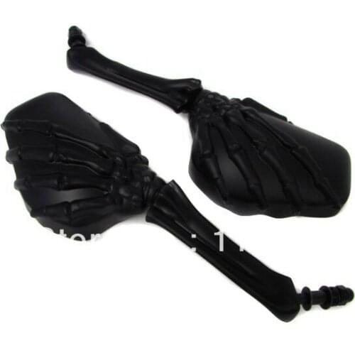 Freeshipping Black Skull Skeleton Mirrors for Yamaha R1 R6 XT Road Royal V-Star V-Max Warrior