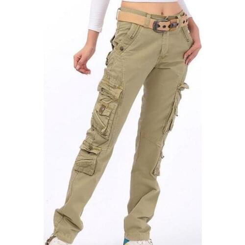 New Womens cotton Cargo Pants Leisure Trousers more Pocket pants Size 28-38