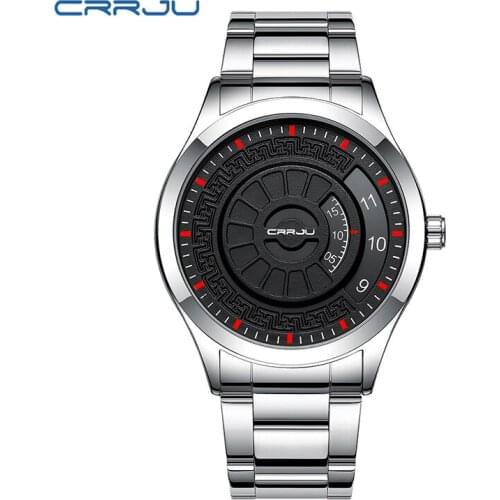 CRRJU 2141 New Fashion Men Watch Casual Sports Watch Stainless Steel Fashion Men Wrist Luxury Quartz Wristwatch
