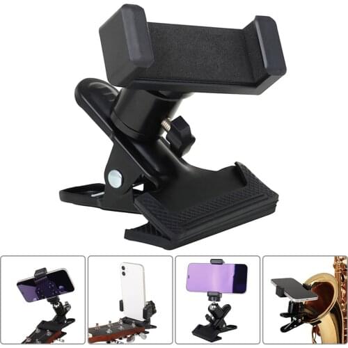Guitar Head Clip Mobile Phone Holder Adjustable Angle Guitar Live Broadcast Bracket Mount Stand Cell Phone Support Music Holder