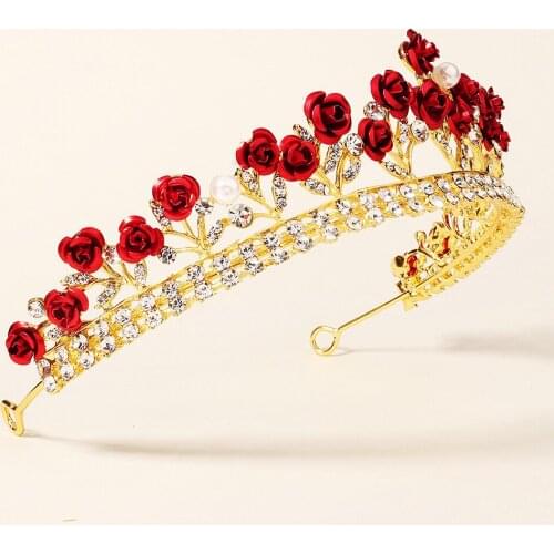 Elegant Bridal Crown Hair Accessories Wedding Headwear Luxury Alloy Rhinestones Inlaid Headband Headwear For Womens Birthday