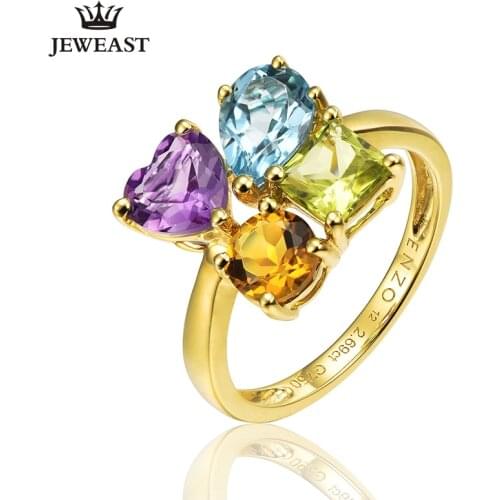 ENZO Natural topaz/Peridot/citrine/amethyst 18K Pure Gold 2020 New Hot Selling Top Ring Shape Ring For Woman Genuine Jewelry