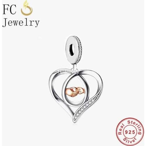 FC Jewelry Fit Original Charm Bracelet Real 925 Silver Mothers Love To Baby Hand in Hand Bead For Making Women Berloque 2021