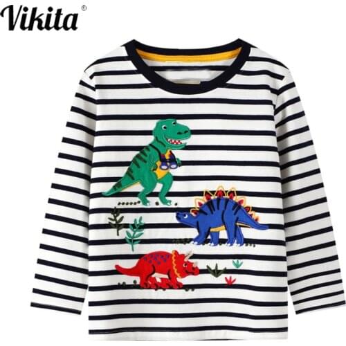 Children Boys Girls Clothing Toddler Kids Long Sleeves T-shirts for Boys Tops Tees Baby Dinosaur T Shirt Casual Clothes