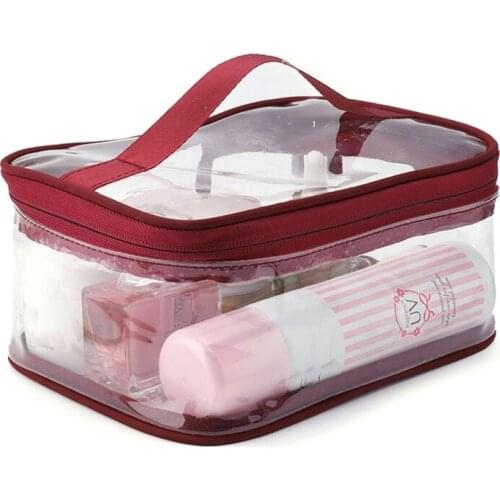 H7JC Clear Travel Toiletry Makeup Bag Zipper Waterproof Transparent Organizer Cosmetics Pouch