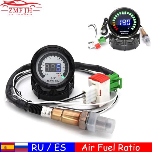 20:1-10:1 AFR Meter 52MM Racing Gauge Air Fuel Ratio with Narrowband O2 Oxygen Sensor OEM 0258006028 for Gasoline Car 12V Digit