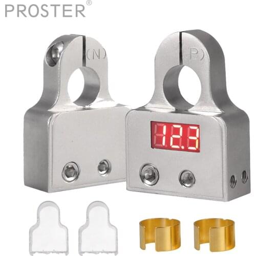 Proster Car Battery Terminal Connector Voltmeter 0/4/8/10 Gauge AWG Positive Negative Battery Post Clamp&Shim Terminal Connector