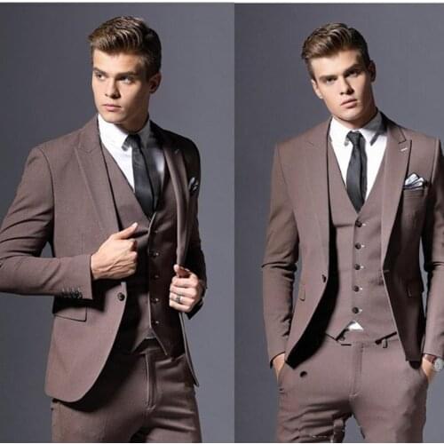 Custom Made Handsome Mens Suit Classic Fit Formal Suits For Wedding Men Tuxedos Fashion Suits For Young Man (Jacket+pant+vest)