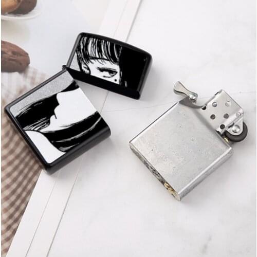 Creative personality Black white girl pattern gasoline petroleum oil cigarette lighter Mens Smoking Gadgets tool (no Kerosene)
