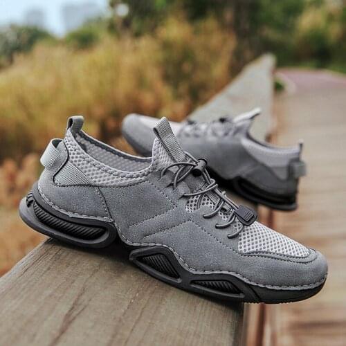 Fashion Casual Shoes Lace-up Breathable Walking Trainer Tenis Suede Leather Lightweight Comfortable Outdoor Sneakers