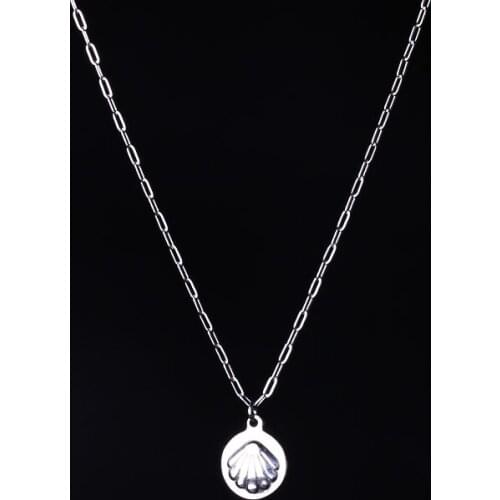 Fashion Retro sweet shell Pendant Necklace for Women Girl Trendy Stainless Steel Necklace Jewelry New Metal Choker Holiday gift