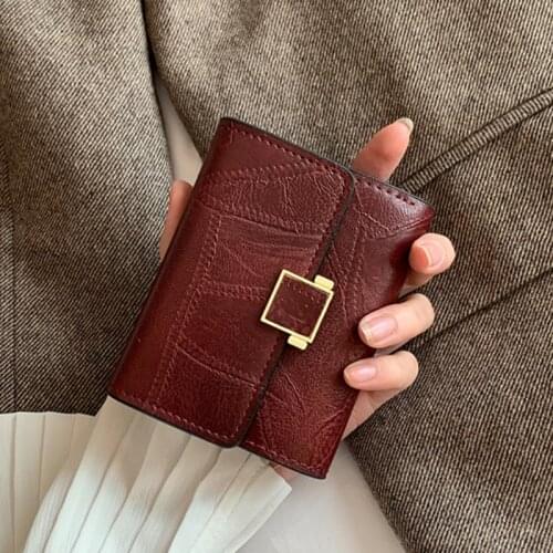 Fashion Card Holder for Women Ladies Short Wallets Vintage Mini Coin Purses Small Handbags with Soft Leather carteras para mujer