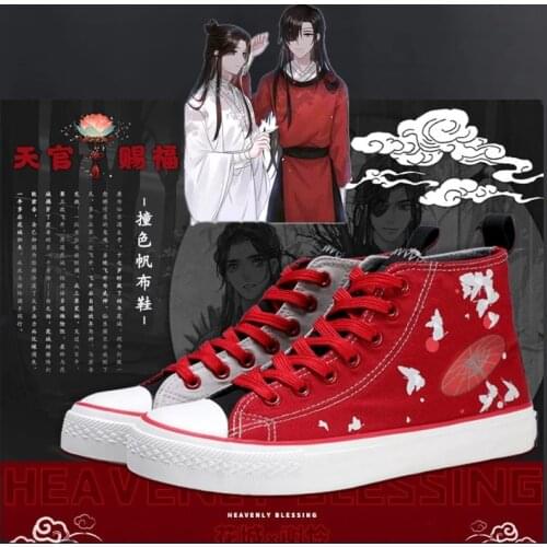 Tian Guan Ci Fu Hua Cheng Xie Lian Anime Cosplay Canvas Shoes Women Men Student Ankle Boots Sneakers Couple High Top Sport Shoes