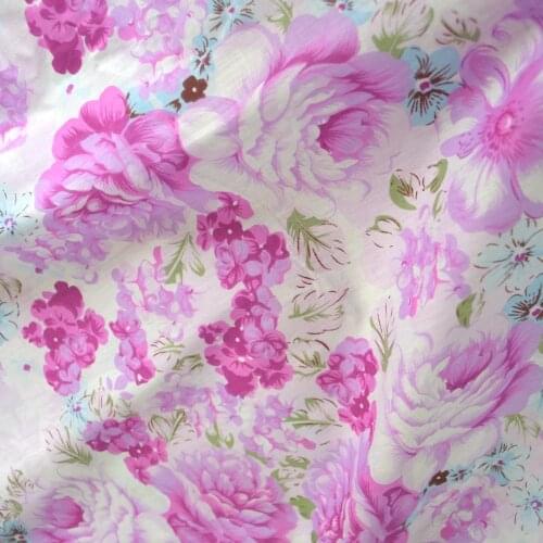 New 160CM Width purple Rose Floral 100% Twill Cotton Patchwork Fabric Sewing Material