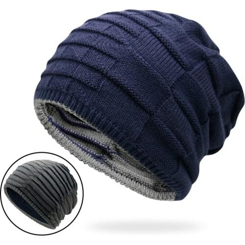 Solid color winter cap wool hat men Winter warm knitted hat ski hat Beanie hat womens hat Windproof and cold-proof Protect ears
