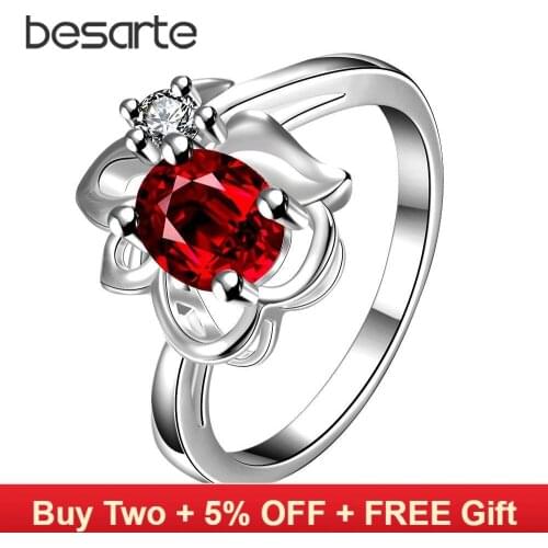 Wholesale Red Crystal Fashion Rings for Women Bijoux Bagues Femme Anelli Ringen Aneis Anillos Plata Mujer Marriage Jewelry Yuzuk