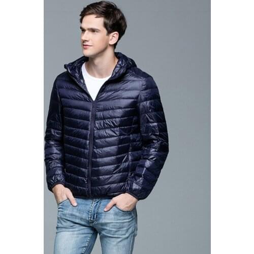 Autumn And Winter New Style Ultra-Light Thin down Jacket Mens Short Plus-size Casual Hooded down Feather Jacket