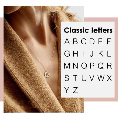 Visunion 316L Stainless Steel Necklace Round Lettering Classic Alphabet Necklace Fashion Jewelry Anti Allergy Women