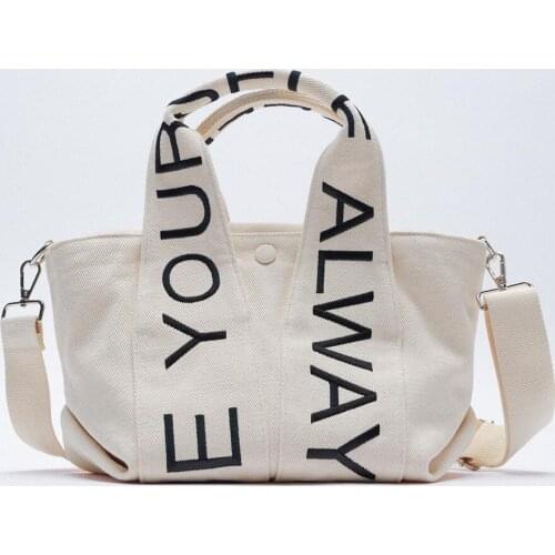 Casual Letter Canvas Tote Shopper Bags for Women 2021 Brands Designer Womens Handbag Shoulder Crossbody Bag Female Purses New