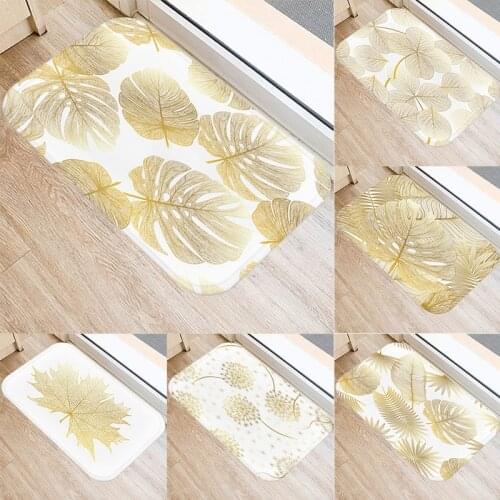 Golden Leaves Anti-slip Door Mat 40*60cm Indoor Hallway Balcony Mats Velvet Rug Living Room Bathroom Carpet Home Decor Mats