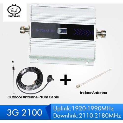 ZQTMAX 3G repeater 2100 UMTS mobile signal amplifier 60dB Gain WCDMA Signal Booster with antenna accessories