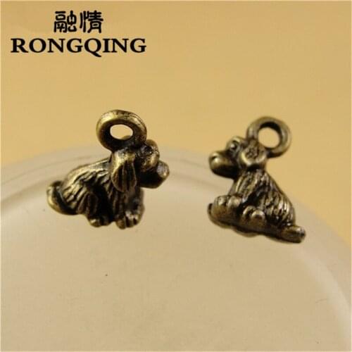 RONGQING 100pcs/lot 10*10*5MM Cute Dog Pendant Jewelry Accessories Metal Charms Lots Pendant Diy Jewelry