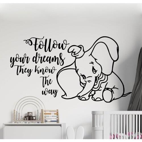 Dumbo Elephant Wall Decal for little Nursery Girls Boys Room Wall Stickers Wall Decor Cartoon Movie Character Lovely Poster A637