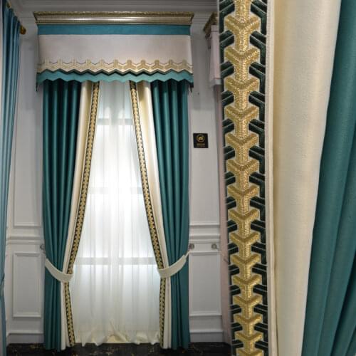 Dark Green High-precision Stitching Curtains for Living Room Bedroom Simulation Silk Nordic Modern Jacquard Blackout Curtains