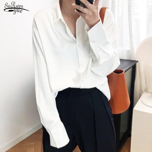 Korean Loose Vintage Chiffon Long Sleeve Blouse Plus Size Women Clothing Office Lady Shirt Female White Tops Blusas Mujer 12328