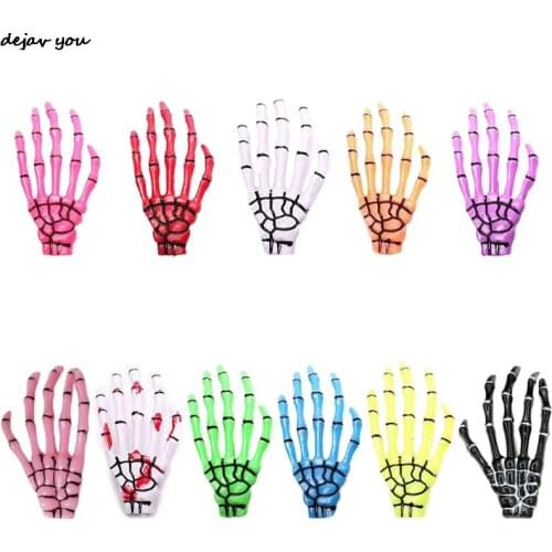 Skeleton Hand Bone Hair Clip With Blood Luminous Skull Punk Horror Hand Grab Women Girls Fashion Hair Accessories