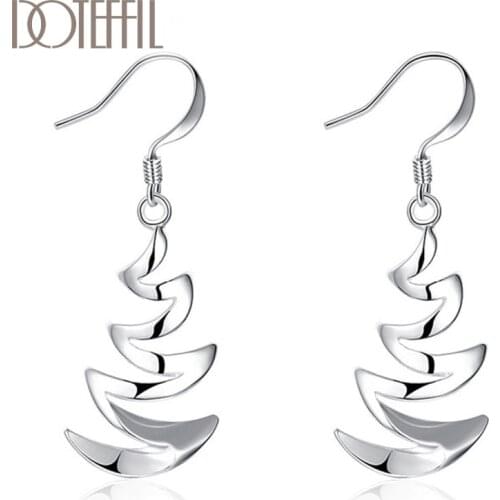 DOTEFFIL 925 Sterling Silver Crescent Drop Earrings Charm Women Jewelry Fashion Wedding Engagement Party Gift
