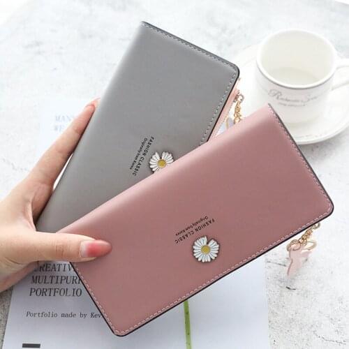 New Little Daisy Long Womens Wallet Female zipper Purses Coin Purse Card Holder PU Leather Clutch Money Bag