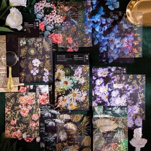 Free shippping 20packs PET Bronzing Sticker dry Flower Plants Sticker Diy Scrapbooking Sticker Diary Album Stationery