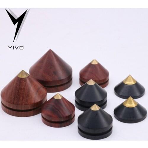 4pcs YIVO HiFi Hi-end Speaker Wood Copper Shock Absorber Isolation Feet Brass Cone CD Amplifier Stand