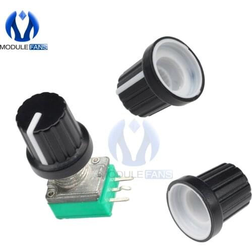 5PCS 3 Pin 3P 6mm Rotary Potentiometer Knurled Shaft Single Linear B Type B10K ohm 10K With Cap 3PIN DIY Kit Electronic RK097G