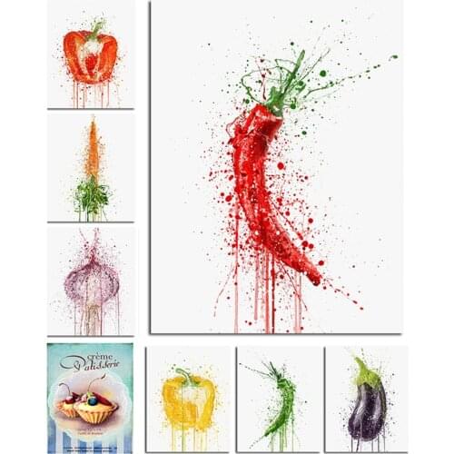 5D DIY Diamond Painting Cross Stitch Vegetable pictures Pepper Onion Eggplant diamond Mosaic Embroidery Kitchen Room Decor Art