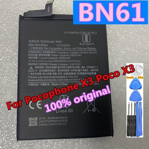 New Original Replacement Battery BN61 6000mAh For Xiaomi Pocophone X3 Poco X3 Mobile Phone Batteries