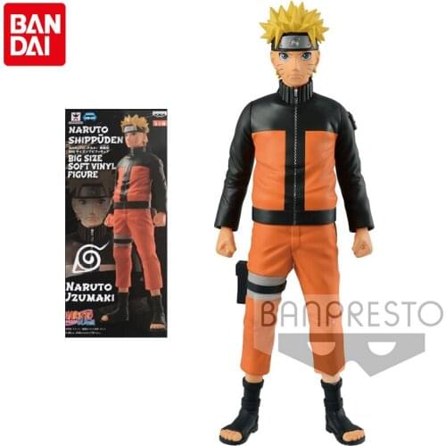 Bandai Naruto Anime Figure Naruto Shippuden Big Size Soft Vinyl Figure Uzumaki Naruto Genuine Model Ornaments Children Toys