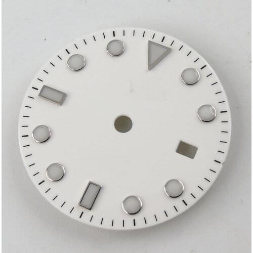 28.5mm white Sterile Watch Dial Luminous Date Window Fit ETA 2836 Miyota 8215 Movement