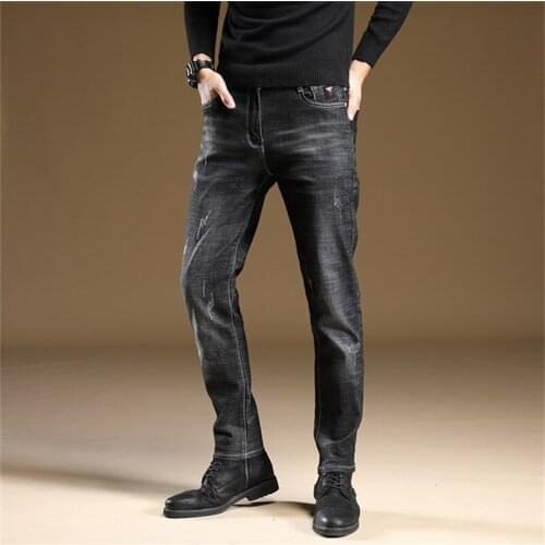 Free Shipping 2020 Mens Spring Autumn Small Straight Jeans Color Blue Black Pencil pants Boy Business Office Trousers