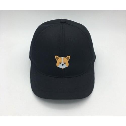 MOQ100 Dad Hat 100% Polyester Short Brim baseball cap Corgi dog Embroidery Hats for Women Men Visor Cap casual Snapback Hats