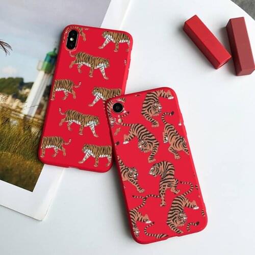 Tiger leopard rabbit dog animal Phone Case Candy Color for iPhone 6 7 8 11 12 s mini pro X XS XR MAX Plus