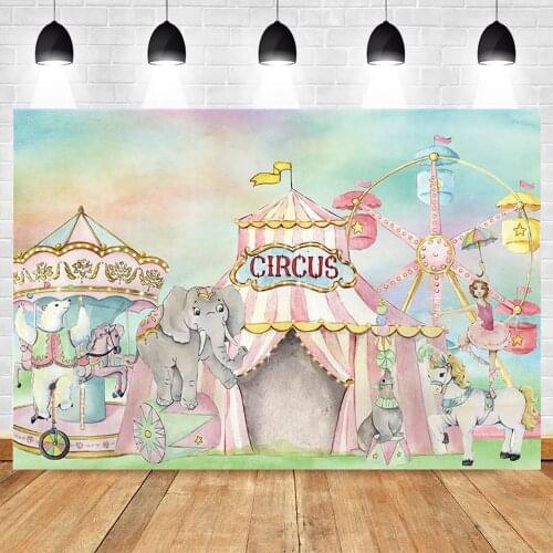 Circus Party Tent Carousel Newborn Baby Shower Birthday Backdrop Photographic Vinyl Photography Background Photophone Poster