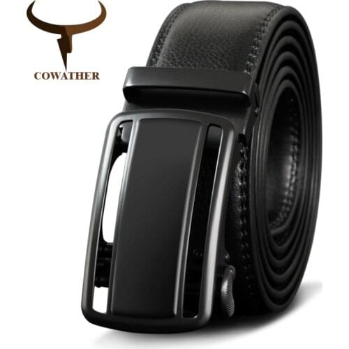 COWATHER Automatic Buckle Cow Genuine Leather Men Belt High Quality Cowhide Belts For Men Leather Male Strap Fashion Straps