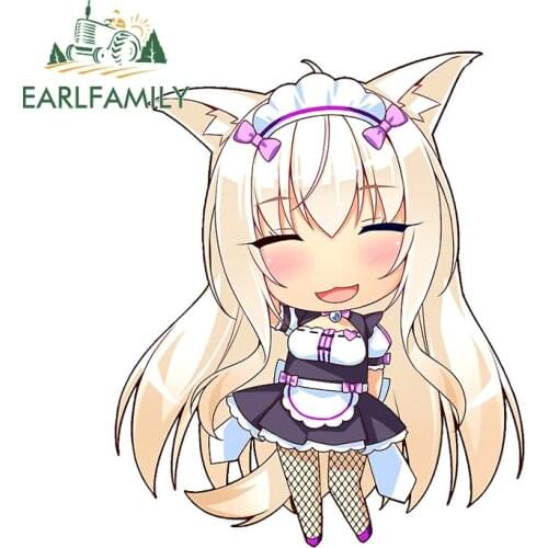 EARLFAMILY 13cm x 10.7cm for Coconut Nekopara Shy Car Sticker Personality Windshield Bumper DIY Decal Creative Car Assessoires
