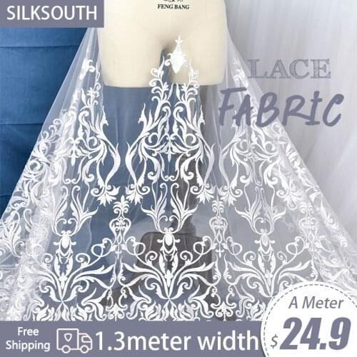 European Luxury Embroidery Lace Fabric Wedding Material, Handmade DIY Dress Accessories