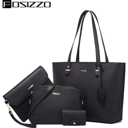 FOSIZZO Women Handbags Hobo Bags Tote Bag Satchel Wallet Set 4pcs Designer Handbags Fashion 2021 Shoulder Bag FS5363