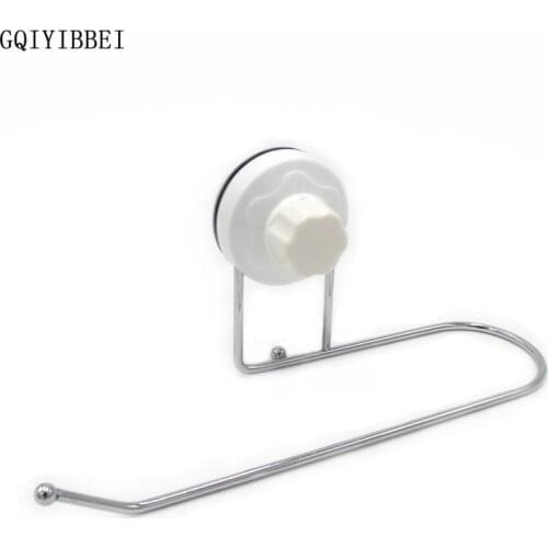 GQIYIBBEI Metal U-Shaped Multifunction Adhesive Sucker Storage Rack Bathroom Kitchen Organizers Towel Roll Paper Rack Holder